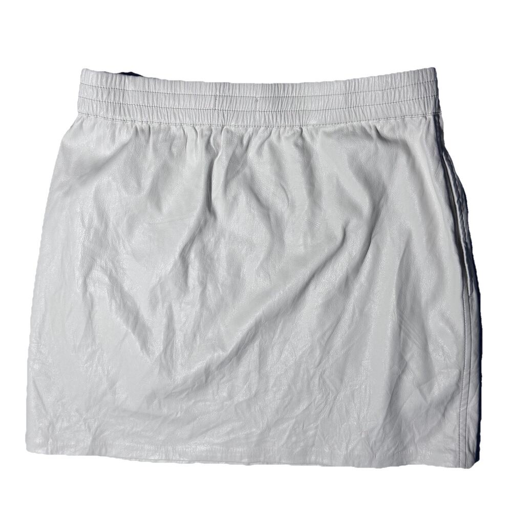 Babaton Aritzia Soft Ivory Vegan Leather Mini Skirt Small S Waist 28" Classic